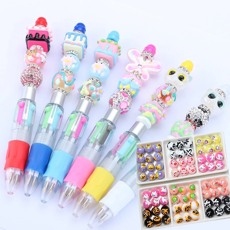 10pcs16mm Beaded Beads Pen Pumpkin Ghosts DIY Scattered Beads for Beaded Pen Bracelets Chains Halloween Christmas Decor Beads