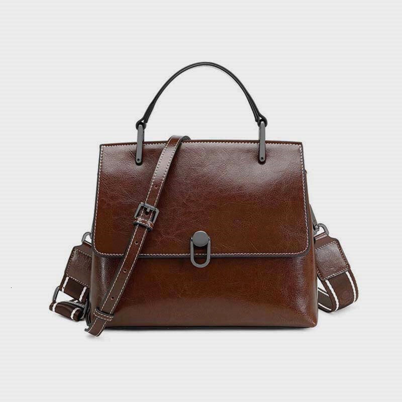 Cowhide Leather Wide Shoulder Strap Women's Crossbody Bag Trendy Designer Short Handle Women's Handbag