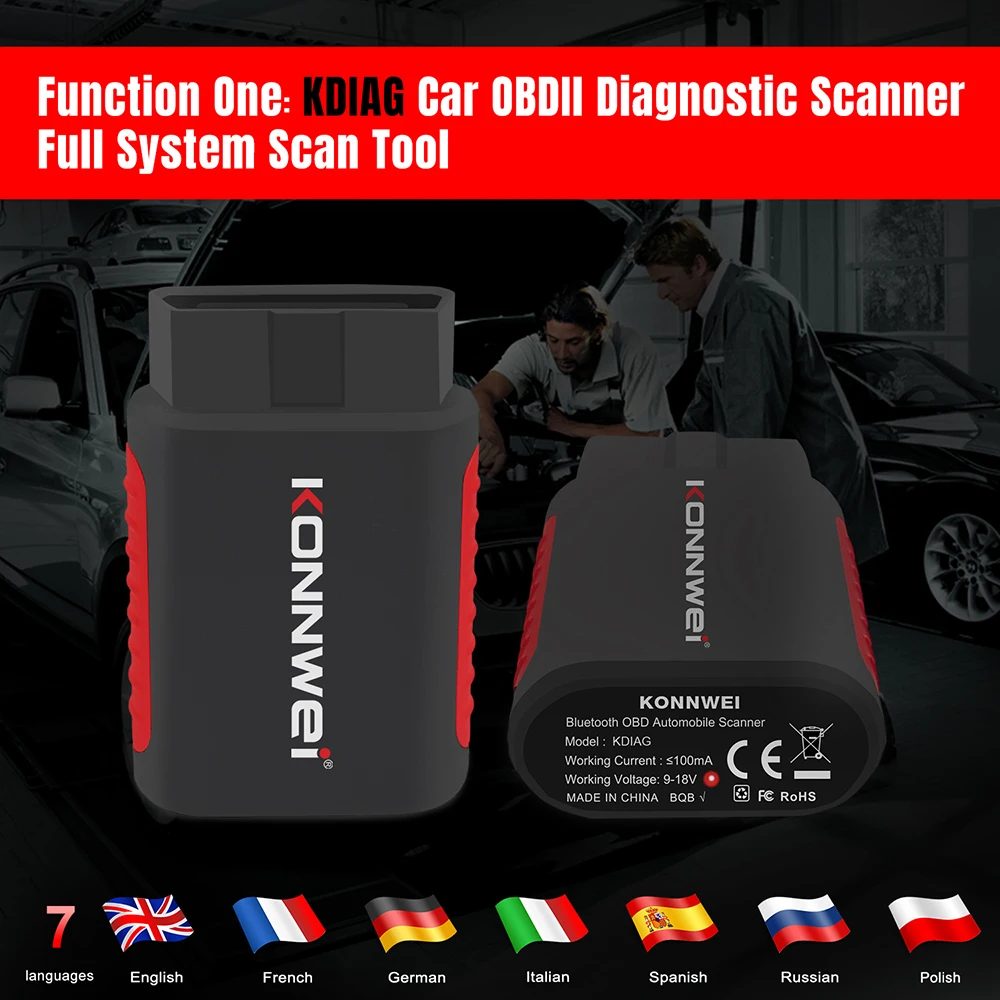 KONNWEI KDIAG MINI 2023 Full System Auto Scanner Reset SAS EPB Service ECU Programmer OBD OBD2 Car Diagnostic Tool pk Thinkdiag