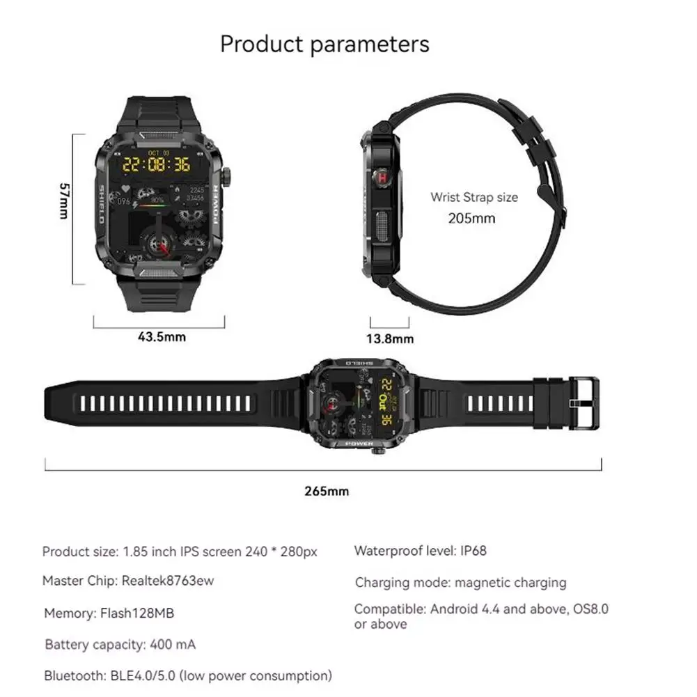 Mk66 Sport Smart Watch Outdoor Bluetooth-compatible Call Music Play Heart Rate Monitor Health Sports Bracelet Watch For Men