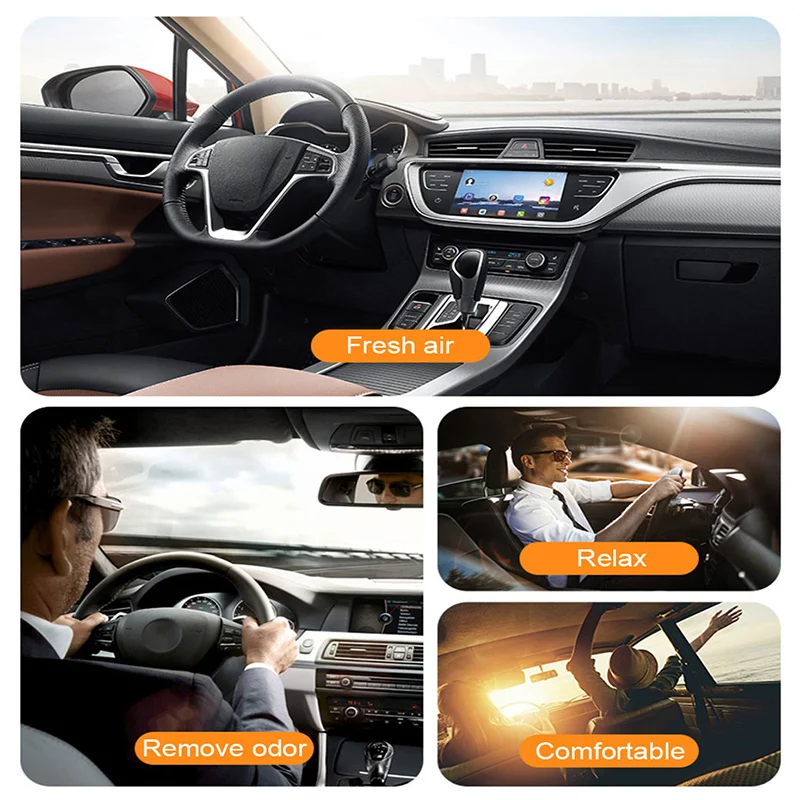 SEAMETAL Solar Air Freshener for Car Auto-Rotating Essential Oil Diffuser Dashboard Perfume Car Interior Accessories Remove Odor
