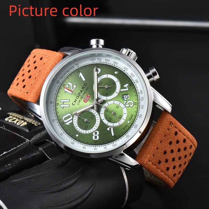 Chop Wrist Watches for Men 2024 Mens Watches Six needles All Dial Work Quartz Watch High Quality Top Luxury Brand Chronograph Clock Leather And Rubber Belt Fashion