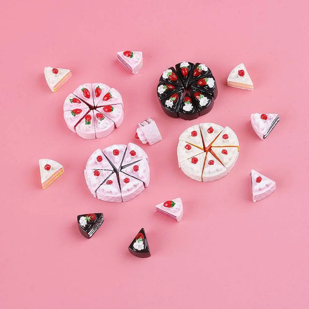 10Pcs DollHouse Cakes DIY Miniature Artificial Fake Food Triangle Cake Resin Ornament Kitchen Accessories