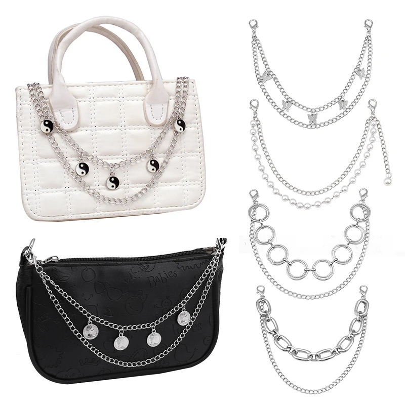 Handbag Decorative Chain Pendant With Lobster Buckle Multi-layer Metal Chain Strap Replacement Purse Chain Bag Accessories