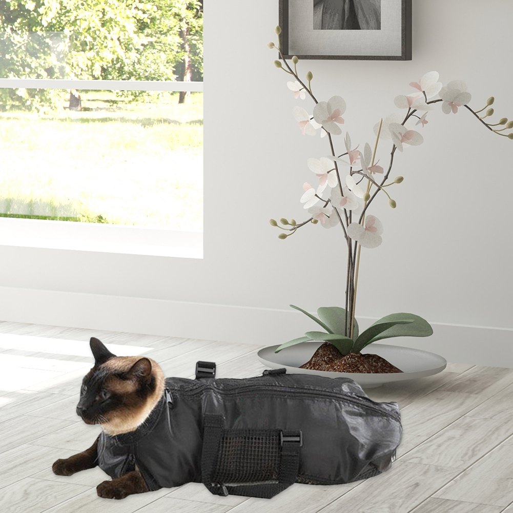Mesh Cat Bathing Bag Oxford Cloth Cat Grooming Bag Anti Scratch Cat Washing Bag Breathable for Shower Nail Trimming Injection