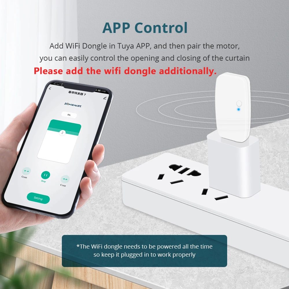 RF Roller Shade Rechargeable Electric Motor for 37mm Tube with WiFi Dongle Solar Panel Alexa Google Home Voice Control