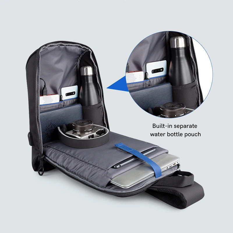 Kingsons anti-theft waterproof single shoulder mens laptop backpack 14/13.3 inches with USB charging port and TSA customized lock 241031