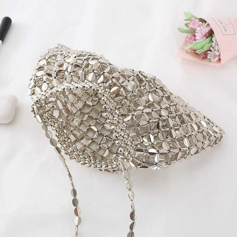 Handmade Beaded Finished Pearl Bag Ins Versatile Internet Celebrity Handbag Woven Diy Diagonal Cross Women s Mobile Phone 240403