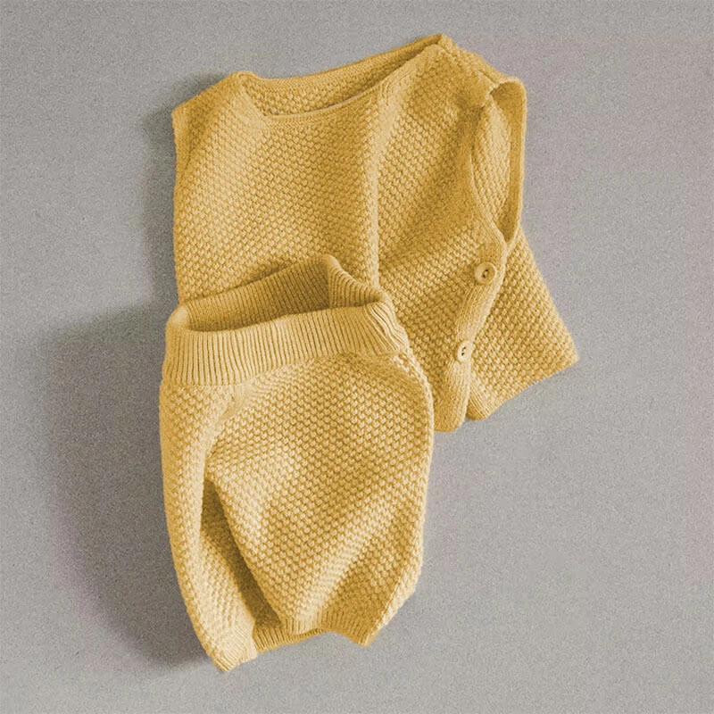 Baby knitted sleeveless suit children's cotton vest shorts simple sports two-piece summer children's clothes