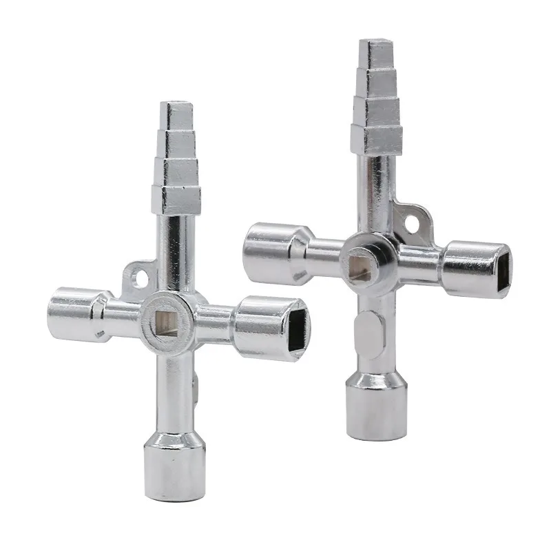 Universal Cross Key Control Cabinet Keys 4-Way Multifunctional Key for Water Electricity Meter Radiator Gas Meter