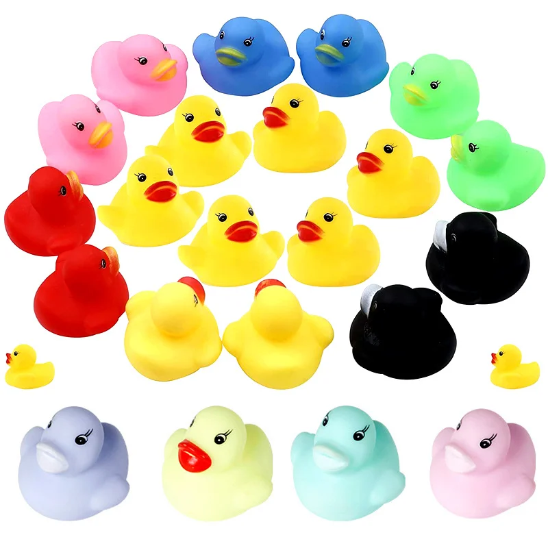 20/10pcs Baby Toys Cute Little Squeaky Rubber Ducks With Squeeze Sound Soft Bath Ducks Funny Water Shower Toys For Children