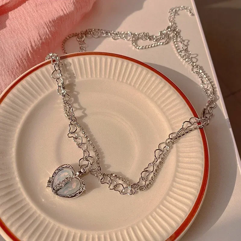 Punk Goth Heart Pendant Necklaces Choker Clavicle Chain Y2K Necklace For Women Girl Vintage Collares Neck Jewelry Party Gifts