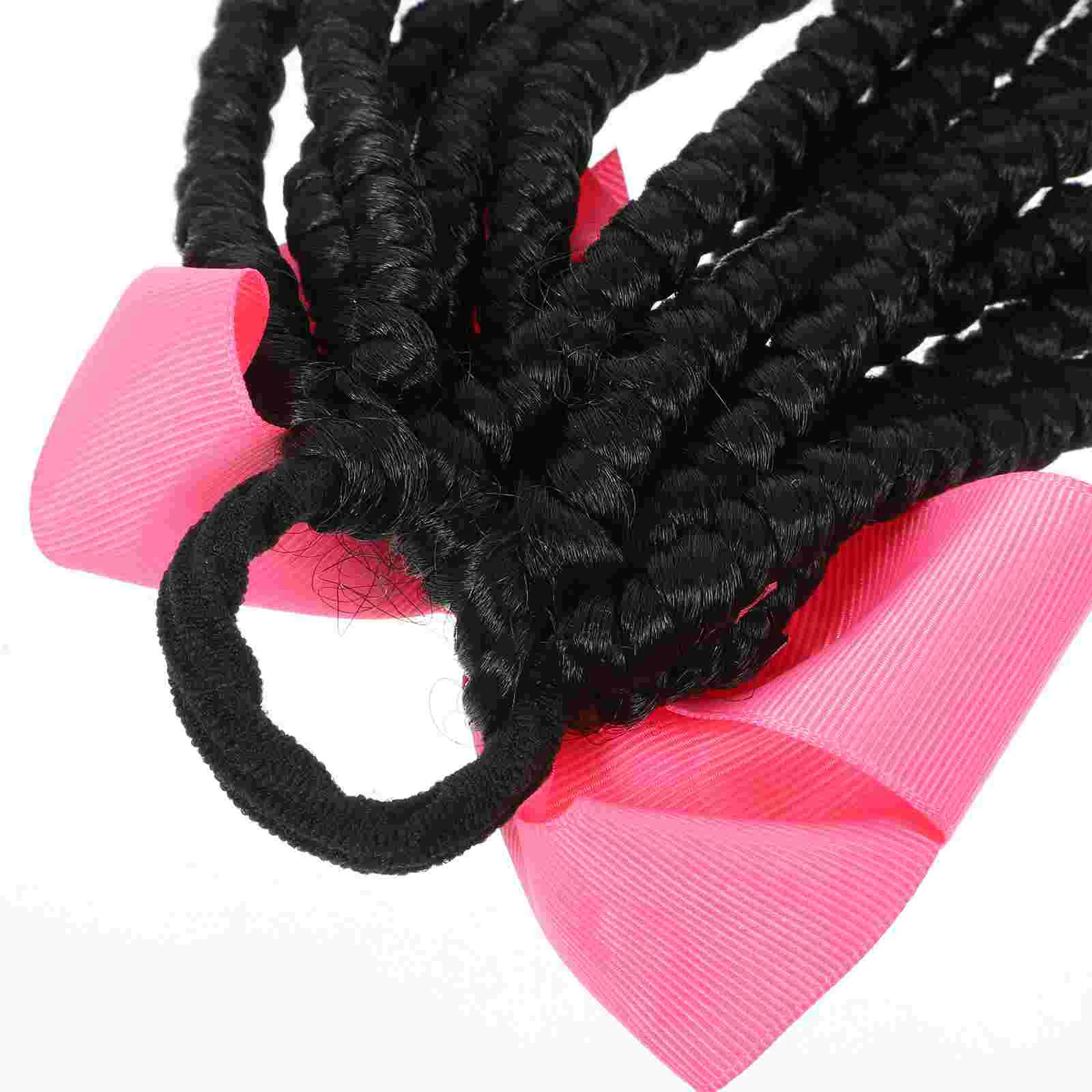 Beaded Child Kids Hair Accessories Fiber Synthetic Braided Ponytail Extension