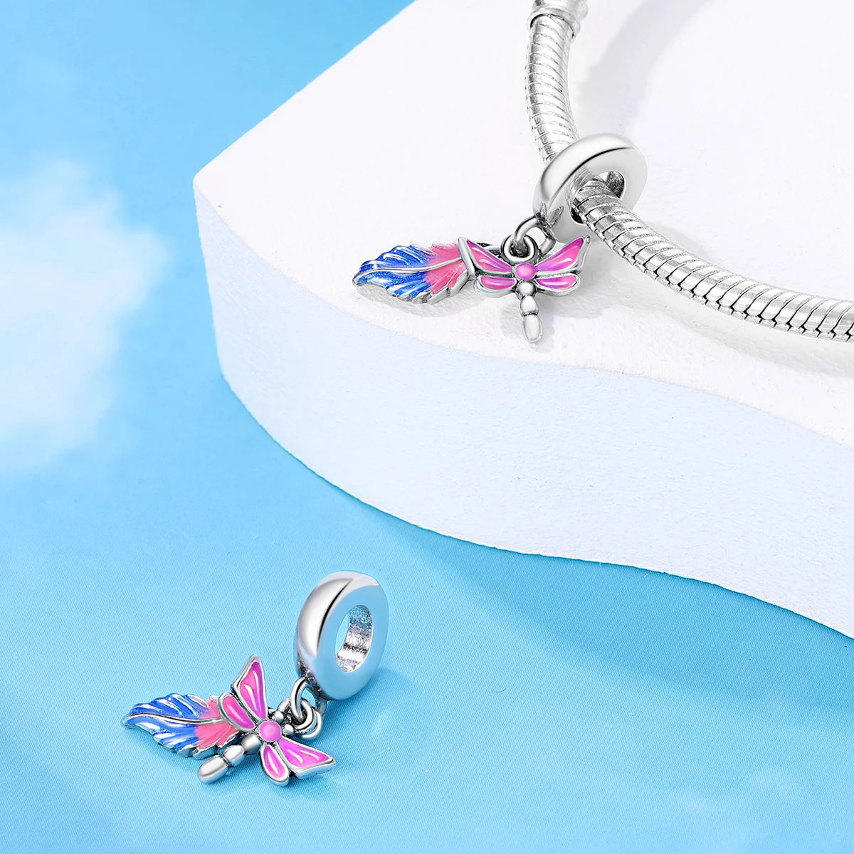 Fine Charms 925 Silver Color Feather Butterfly Magical Mask Charms Beads Fit 925 Original Bracelet Fine DIY Jewelry Gift