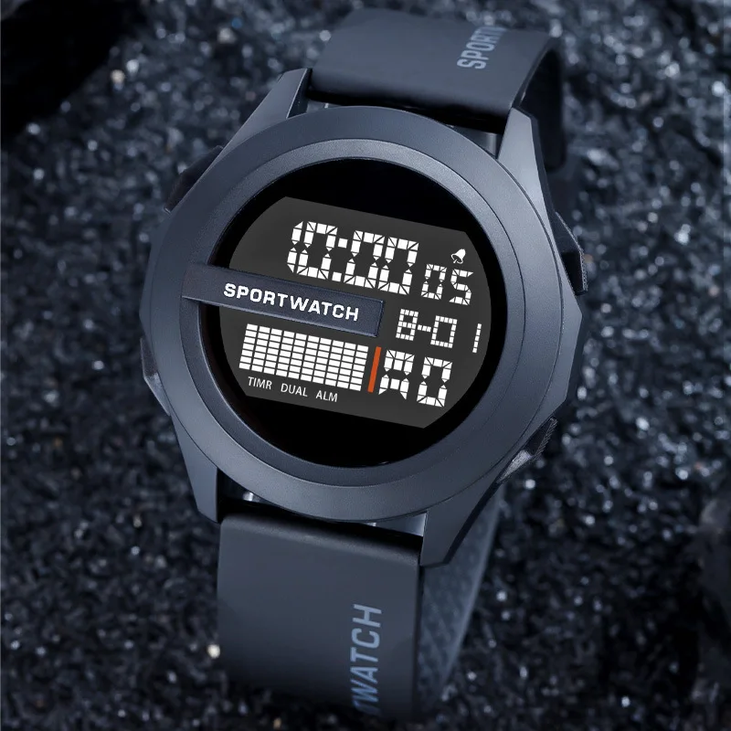 New Men's Tech Electronic Watch Multifunctional Waterproof Luminous Trend Watch Running Student Fashion