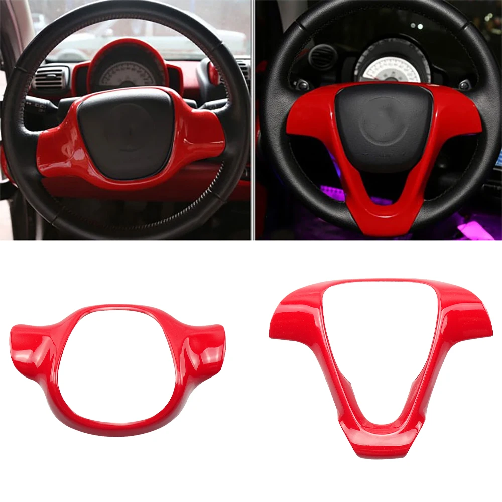 Full Set Interior Cover Sticekr Red Car Dashboard Outlet Sticker Cover Gear Shift For Mercedes-Benz Smart 451 Fortwo Accessories