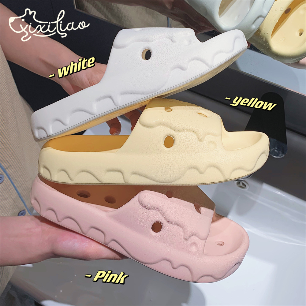 2024 New slippers women's summer shoes Personality creative hollow-out solid color slippers indoor street sandals girls beach shower slide