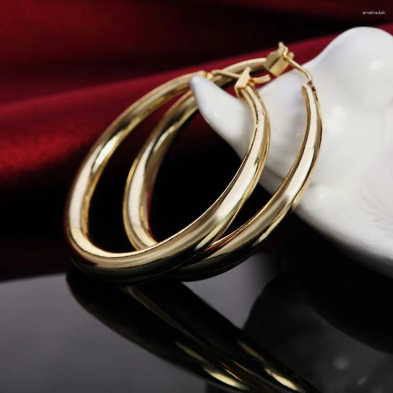 Hoop Earrings Sterling Sier 3.5cm Round High Quality Gold Plated Fashion Jewelry Wedding Christmas