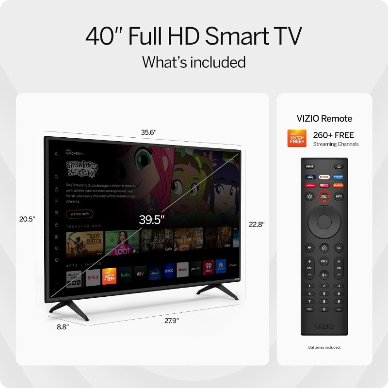 40-inch D-Series Full HD 1080p Smart TV with AMD FreeSync, Apple AirPlay and Chromecast Built-in, D40f-J09, 2022 Model