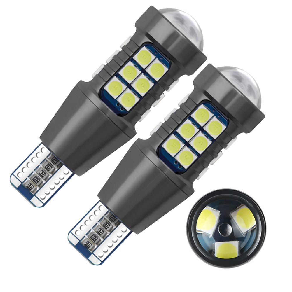 2Pcs T15 LED Reversing Light Turn Signal Brake High Beam Light W16W Decode Canbus White Light 3030 27smd LED Light Retrofit 12V