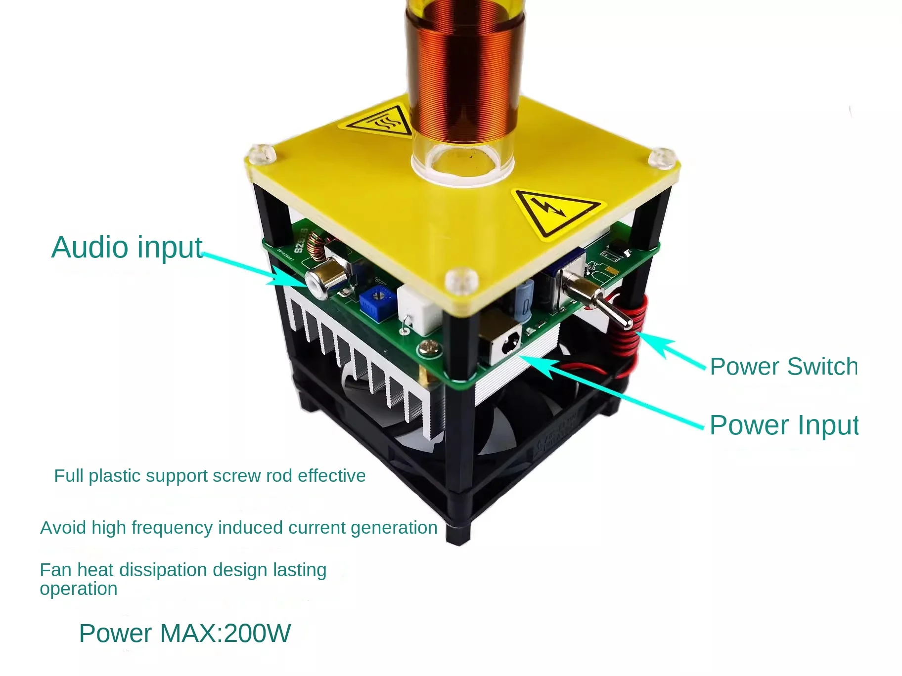 HFSSTC Music Tesla Coil Electronic Candle 16.5MHZ High Frequency Plasma Voltage Pulse ARC HFSSTC Tesla Coil