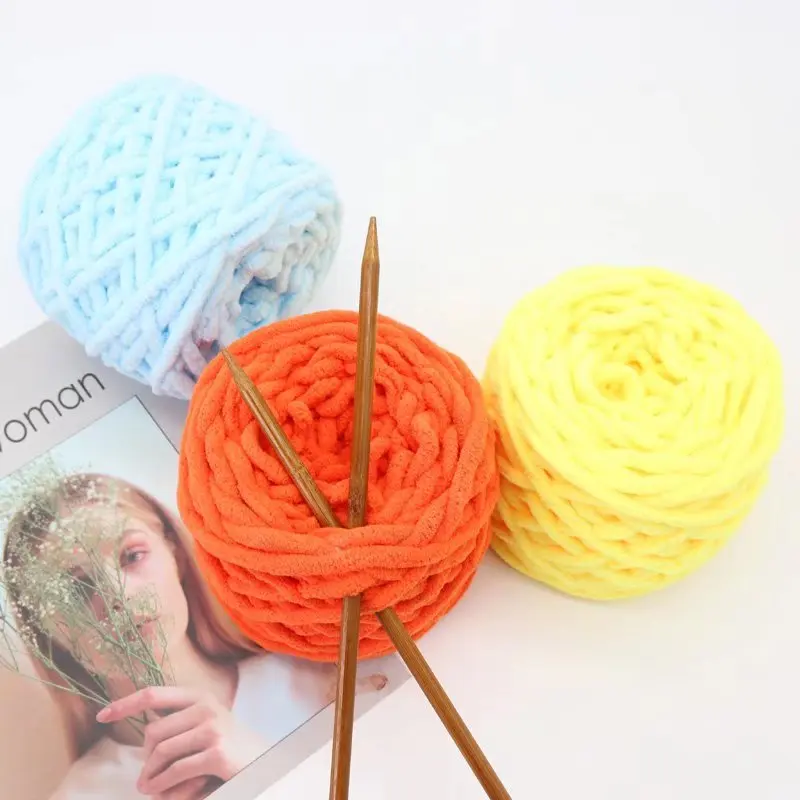 1PCS Soft Polyester Woven Thread Bulky Roving Blanket Knitted Ice Thread Thick Thread Hand Woven Bag DIY Scarf Slipper Thread