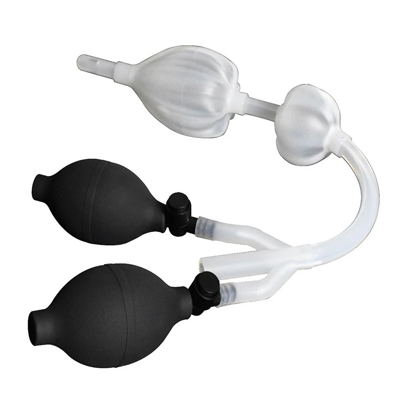 Silicone Enema Douche Bulb Dual Side Openings Elastic Inflatable Double Bulb Flushing System for Health Care Enema Bulb
