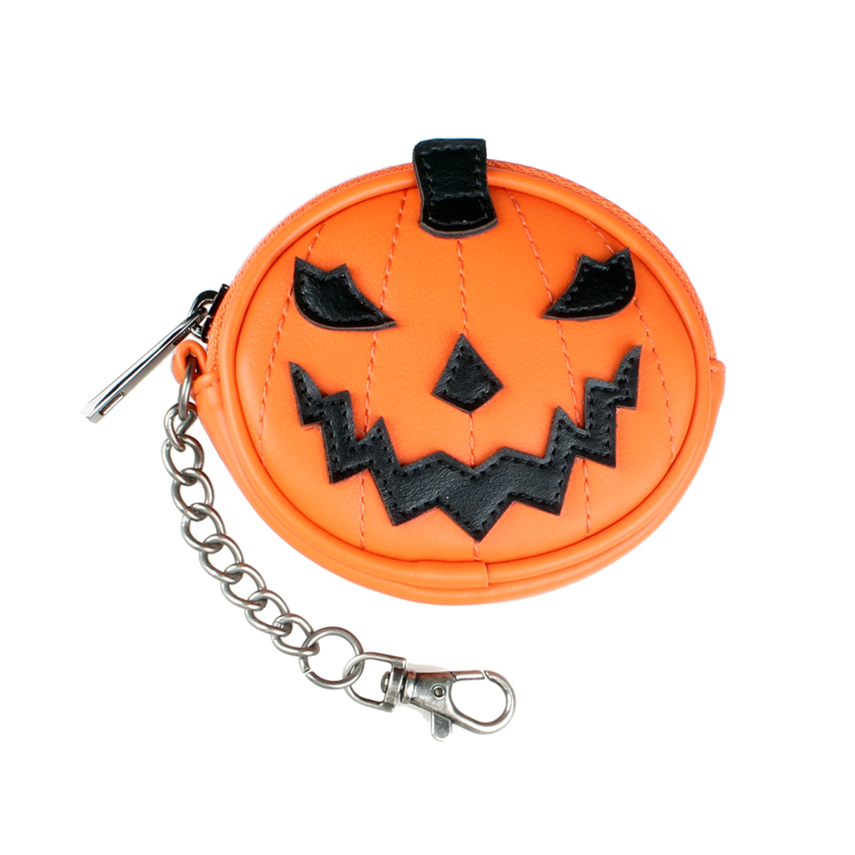 Halloween Pumpkin Mini Wallet Zipper Niche Coin Purse Classic PU Leather Earphone Bag With Chain Hook Strap