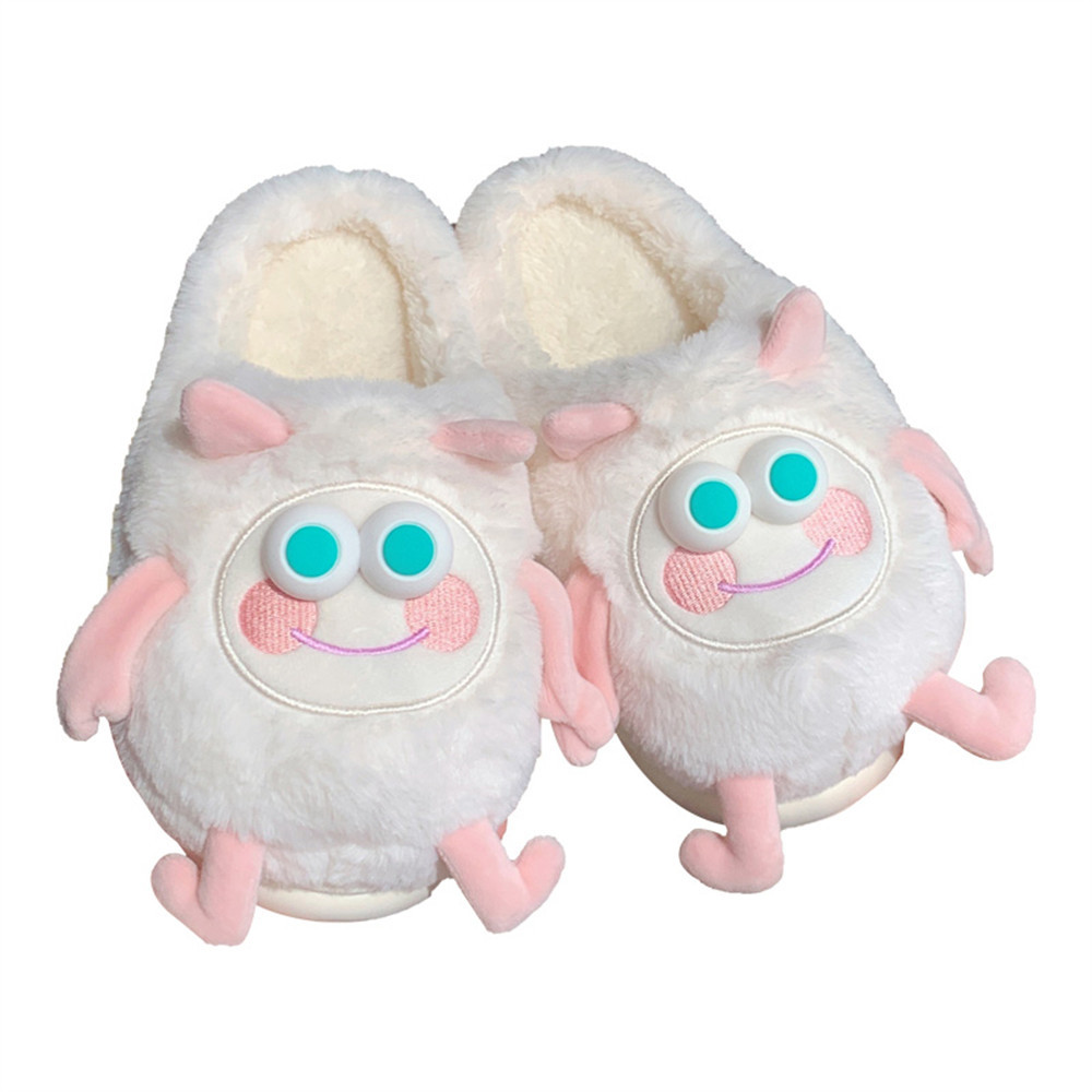 Personality Fun Plush Monster slipper for Women Girls Ladies Fall Winter Warm fur slide Furry plush mule Luxury women's shoes Flat slipper slide 