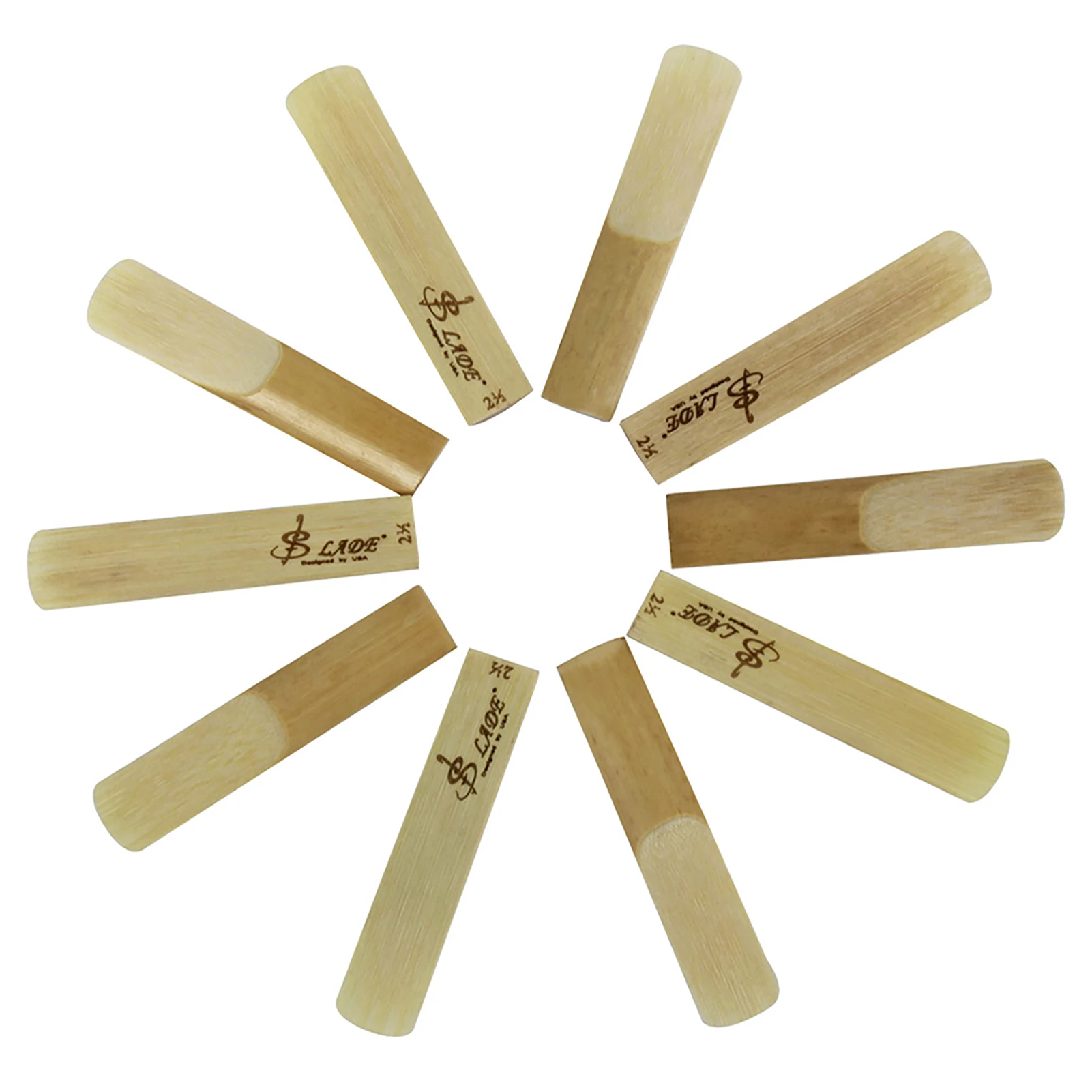 10-pack Pieces Strength 2.5 High Quality Bamboo Reeds for Bb Clarinet Tenor Saxophone Alto Saxophone Eb Alto Sax Accessories