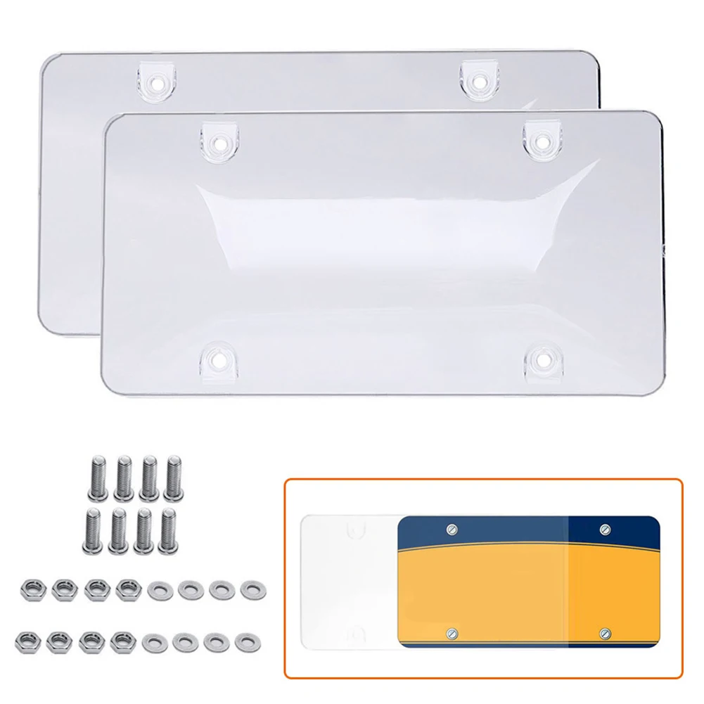 2 Pack Car License Plate Tinted Tag Shield Cover Plastic Clear Protector Car 2025 License Plate new Frame Exterior Accessories