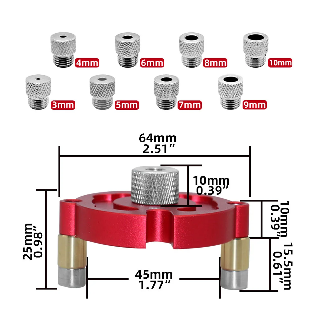 Multi-functional Dowel Jig Kit new W/ 3-10mm Steel 2025 Bushing Woodworking Fast Wood Splicing Drill Guide Locator Self-Centering Scriber