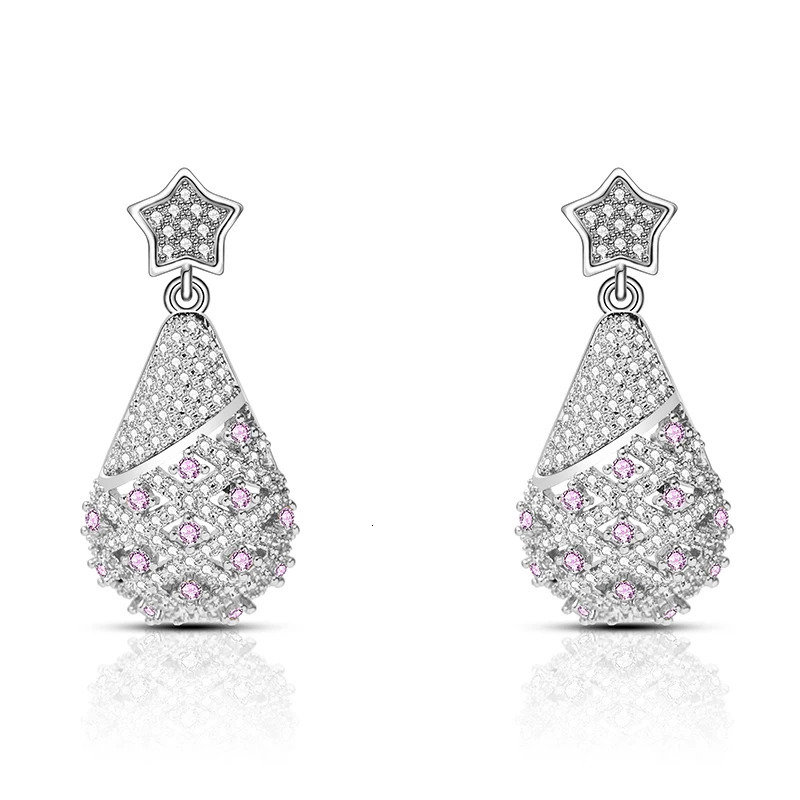 Trend Straight Pendant Earrings Gold Silver Christmas Copper Zircon Jewelry High Quality Christmas Gifts 241031