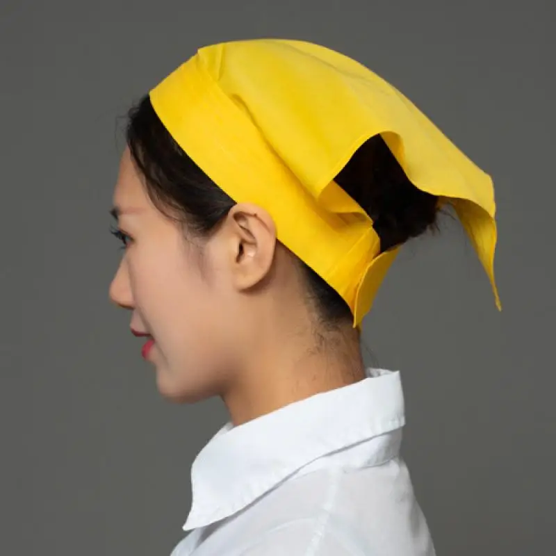1Pc Restaurant Waiter Triangle Headband Chef Hat Men Women Kitchen Portable Solid Color Hat Food Hygiene Work Hat