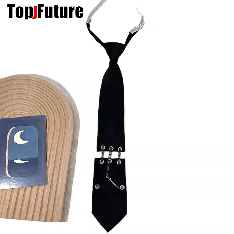 Women Men Gothic Punk Pre-Tied Y2K Girl Boys Ties Japanese Style Shirt School Student Uniform Necktie Accessories Wholesale