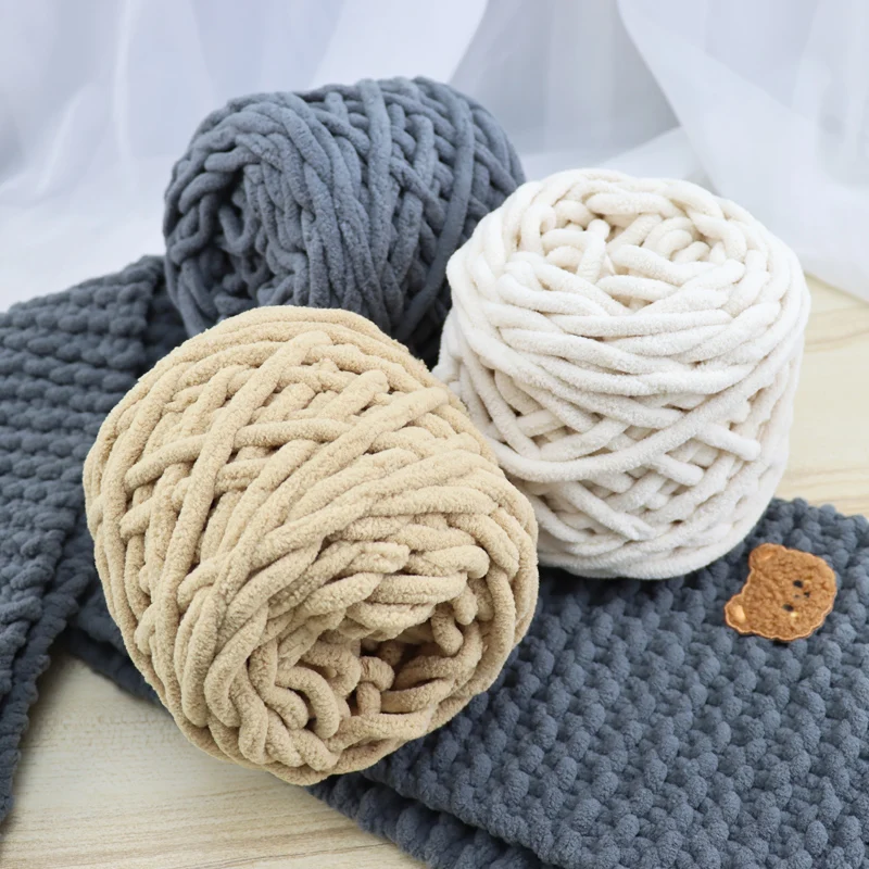 1PCS Soft Polyester Woven Thread Bulky Roving Blanket Knitted Ice Thread Thick Thread Hand Woven Bag DIY Scarf Slipper Thread