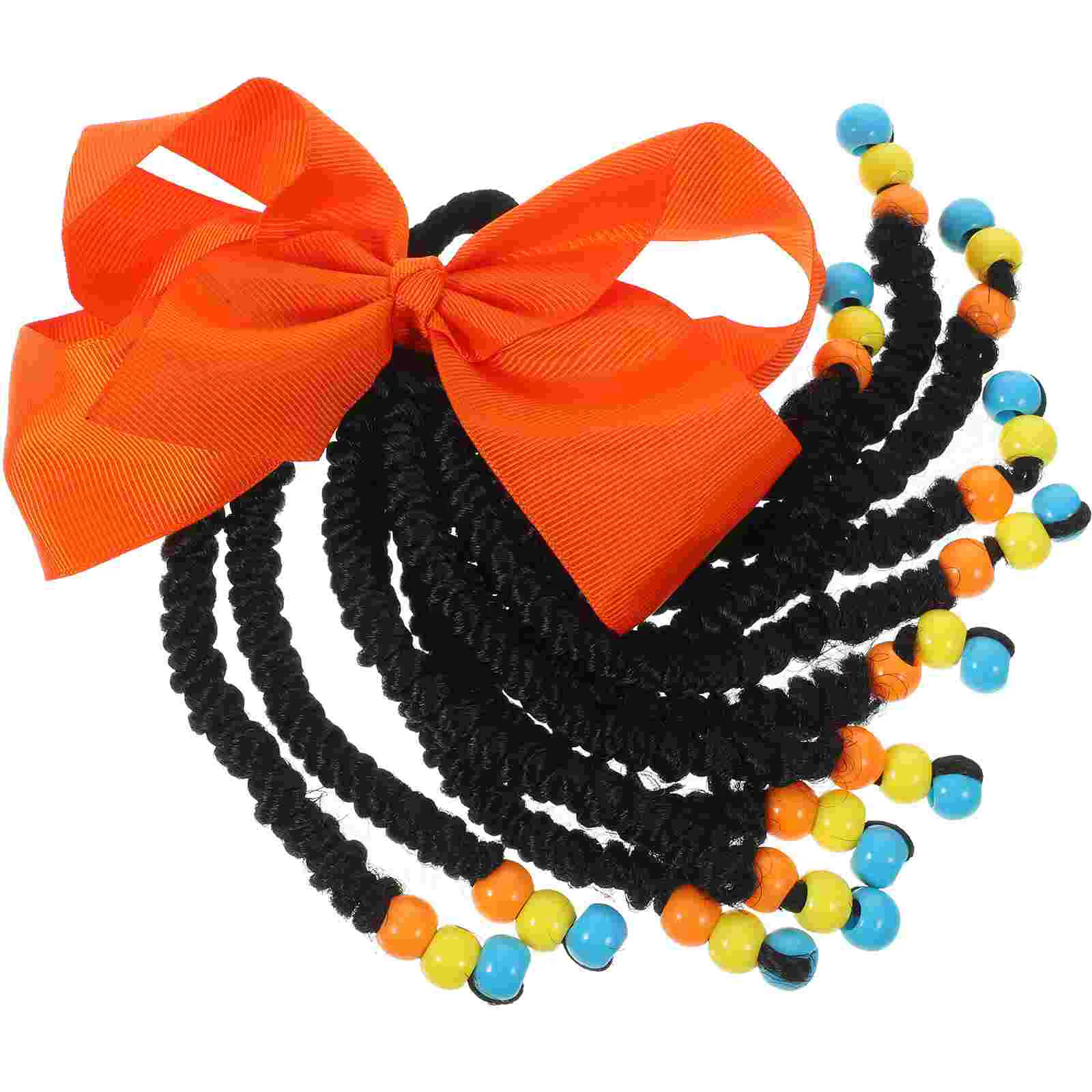 Beaded Child Kids Hair Accessories Fiber Synthetic Braided Ponytail Extension