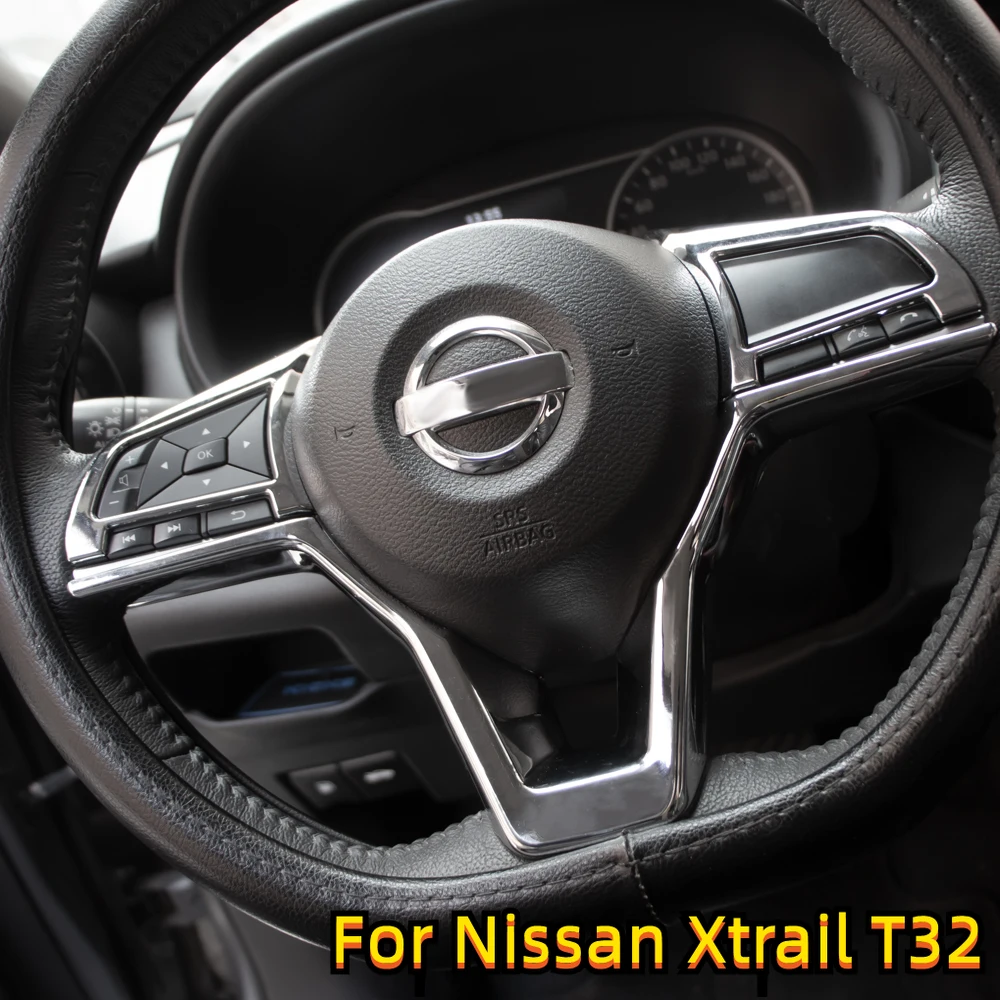 Steering Wheel Panel Knob Cover Sticker for Nissan Xtrail T32 17-21 Rogue Note Qashqai J11 Versa Juke Micra Kicks Leaf Sentra