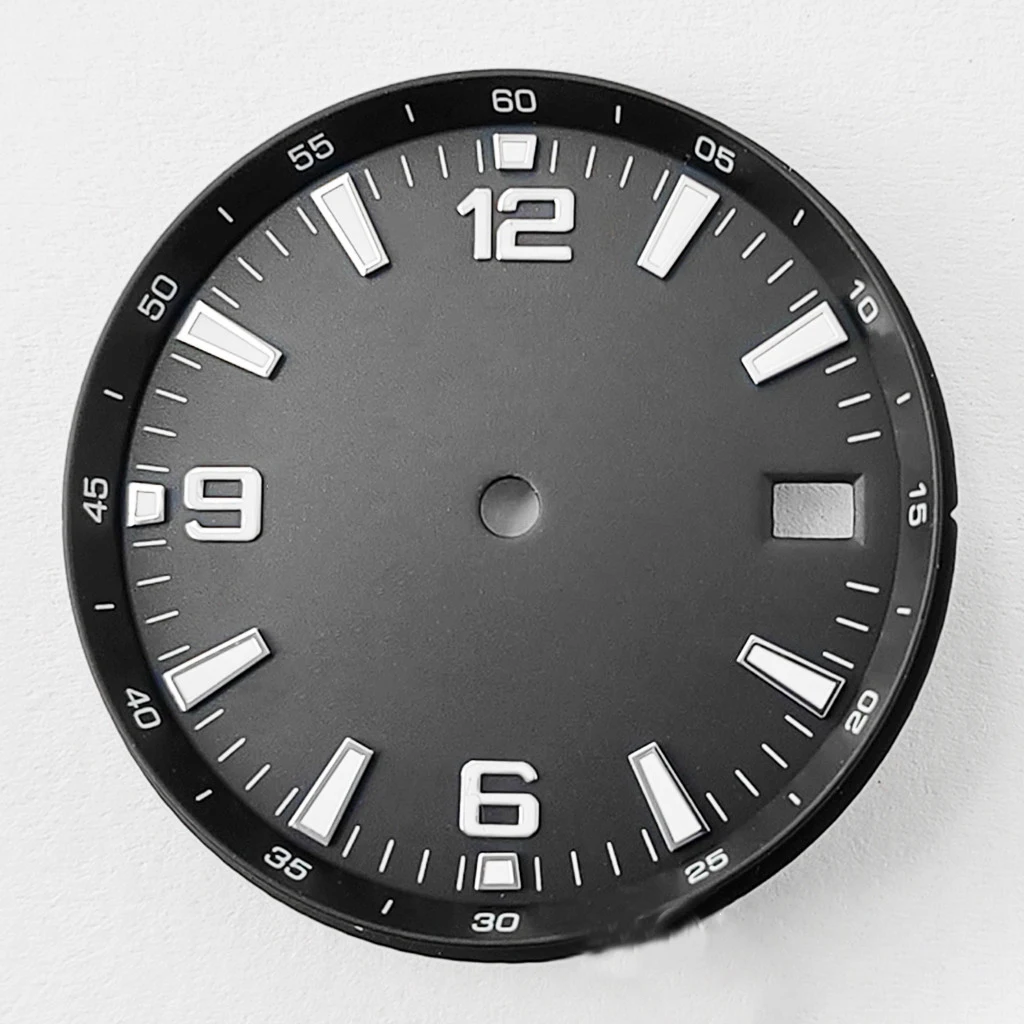 31mm Black White Blue Dial Green Luminous Sterile Watch Fit NH35 NH35A Movement