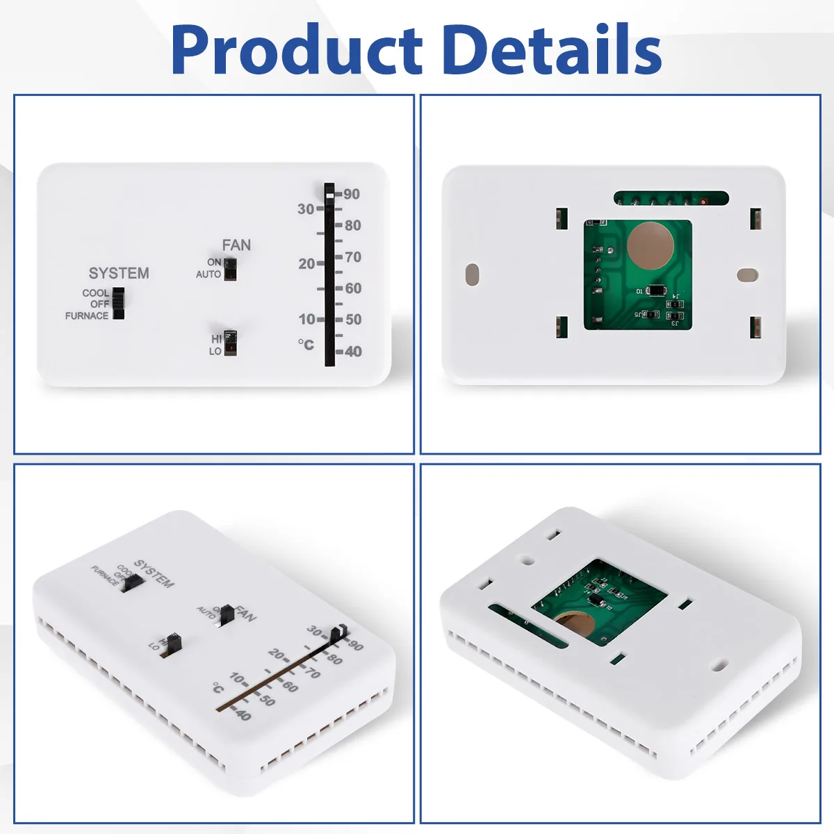 Replacement Thermostat Kit with Screws and 2 Rubber Particles for Heat Cool Camper RV