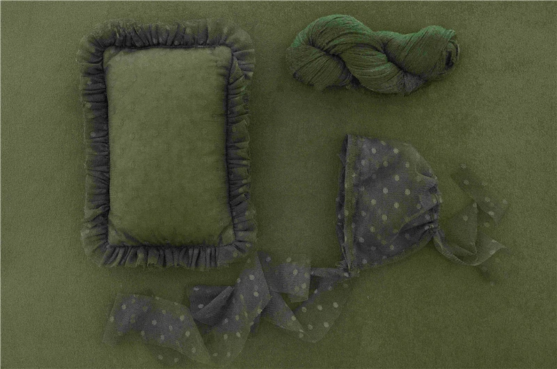 Newborn Photography Props Wraps Pillow Sets Christmas Forest Green Hat Backdrop Blanket Fotografia Studio Shooting Photo Props