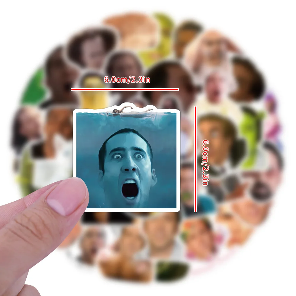 10/50pcs Funny Nicolas Cage Stickers spoof meme Waterproof Stickers for DIY Luggage Laptop Skateboard Motorcycle Bicycle Sticker