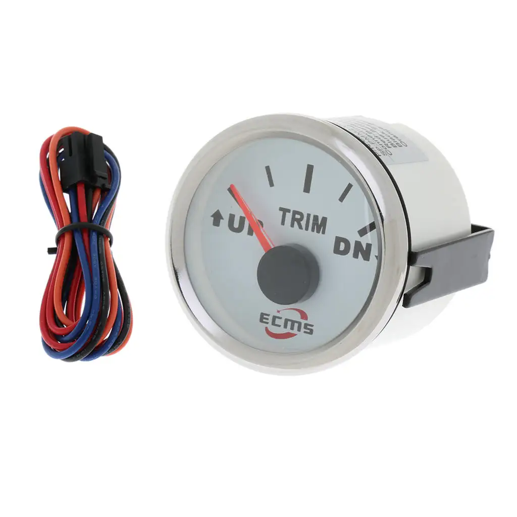 0-190ohm 2' 52mm UP-DN Electric Boat Trim Level Gauge Electric Trim Level Dial Gauge for Marine Boat 2 inch 9-32V Trim Gauge