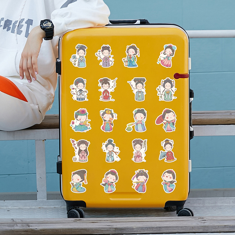 49PCS Chinese Girl In Ancient Style Stickers DIY Fridge Guitar Laptop Motorcycle Skateboard Graffiti Joke Sticker Decal Kid Toy