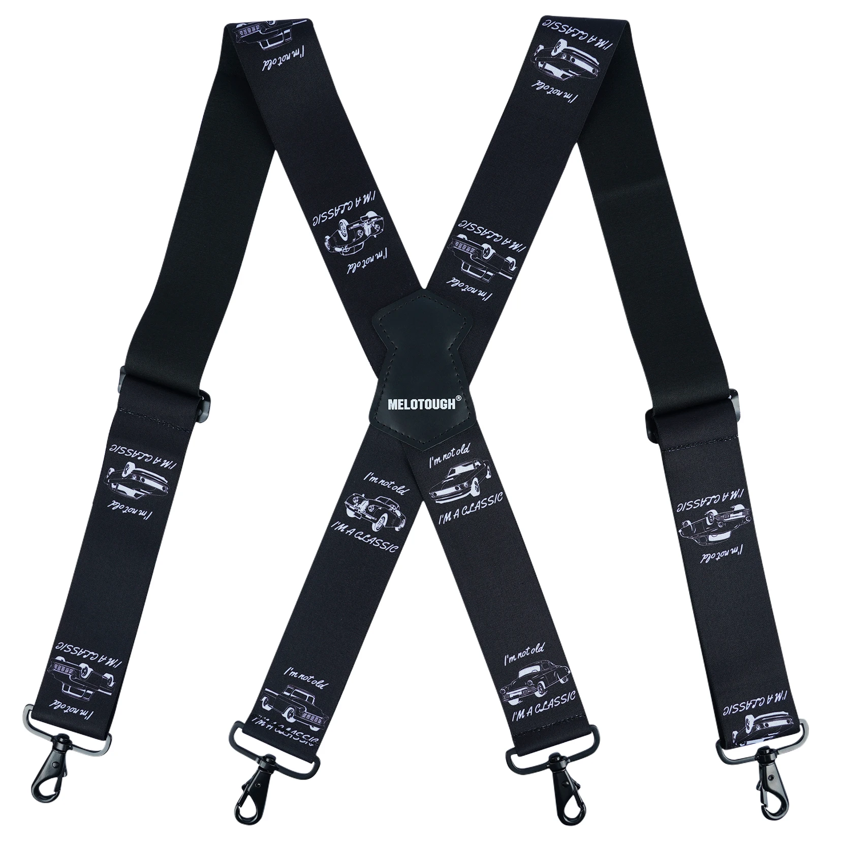 Men's Braces 2 Inch with 4 Hook-Clips for Trousers Vintage Suspenders Braces for Men Heavy Duty Adjustable Elastic X Shape