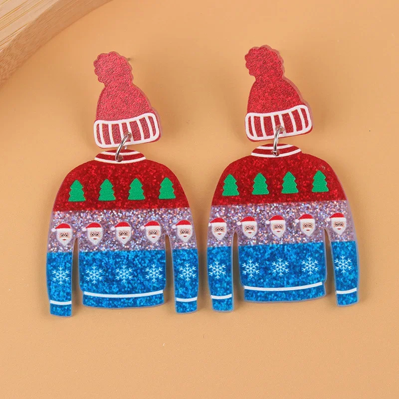 Christmas Tree Sweater Bell Santa Claus Red House Pendant Earrings Womens Christmas Series Christmas Gifts Jewelry 241031