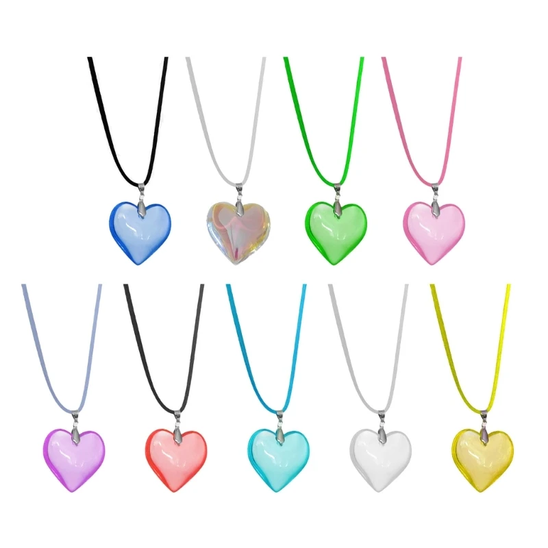 Women Necklace Heart Pendant Neckchain Acjustable Cord Choker Clavicle Chain Gift for Her Y2K Jewelry Accessory