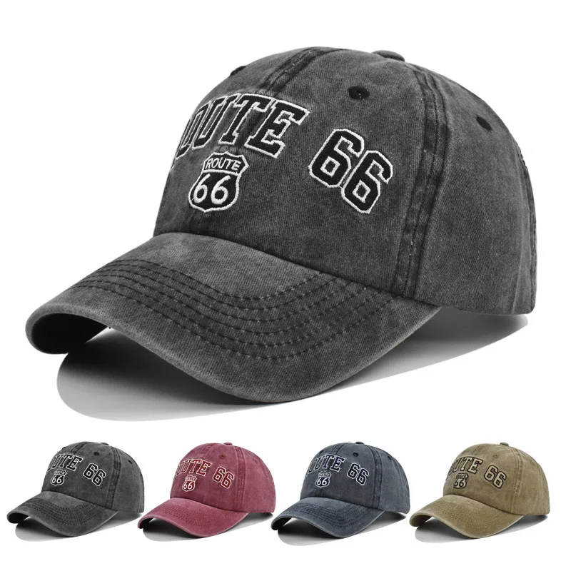 ROUTE 66 Embroidered baseball cap Trend baseball hat Cowboy hat visor hat