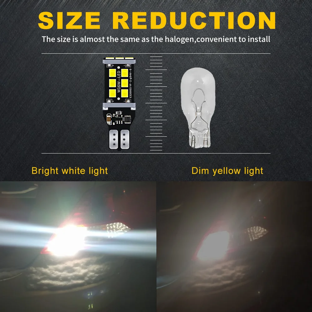 2pcs For E81 E87 E88 E82 E92 E91 E60 F07 F11 E61 1 3 5 Series LED Reverse Light Blub Backup Lamp W16W T15 921 White