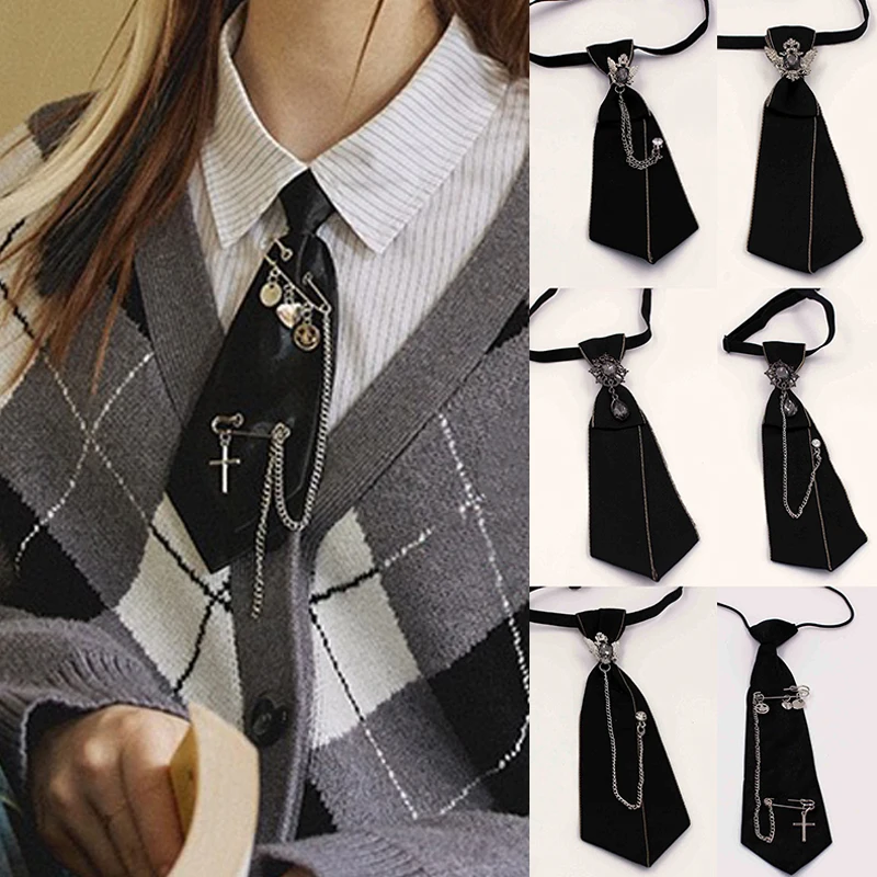 Lazy JK Ties Punk Metal Chain Neck Tie Gothic Style Adjustable for Pre Tied Jk Shirt Necktie Evening Bowtie Clothes Decor Access 5